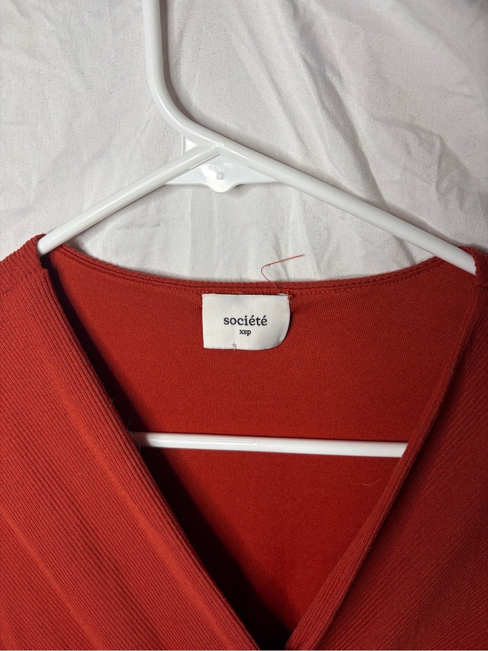 Societe Faux Wrap Dress in burnt Orange Sz XS Petite - Picture 4 of 5